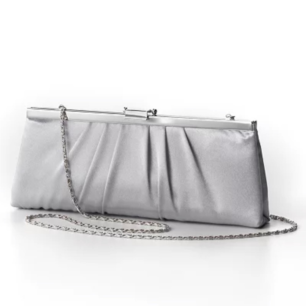 Pleated Satin Convertible Clutch